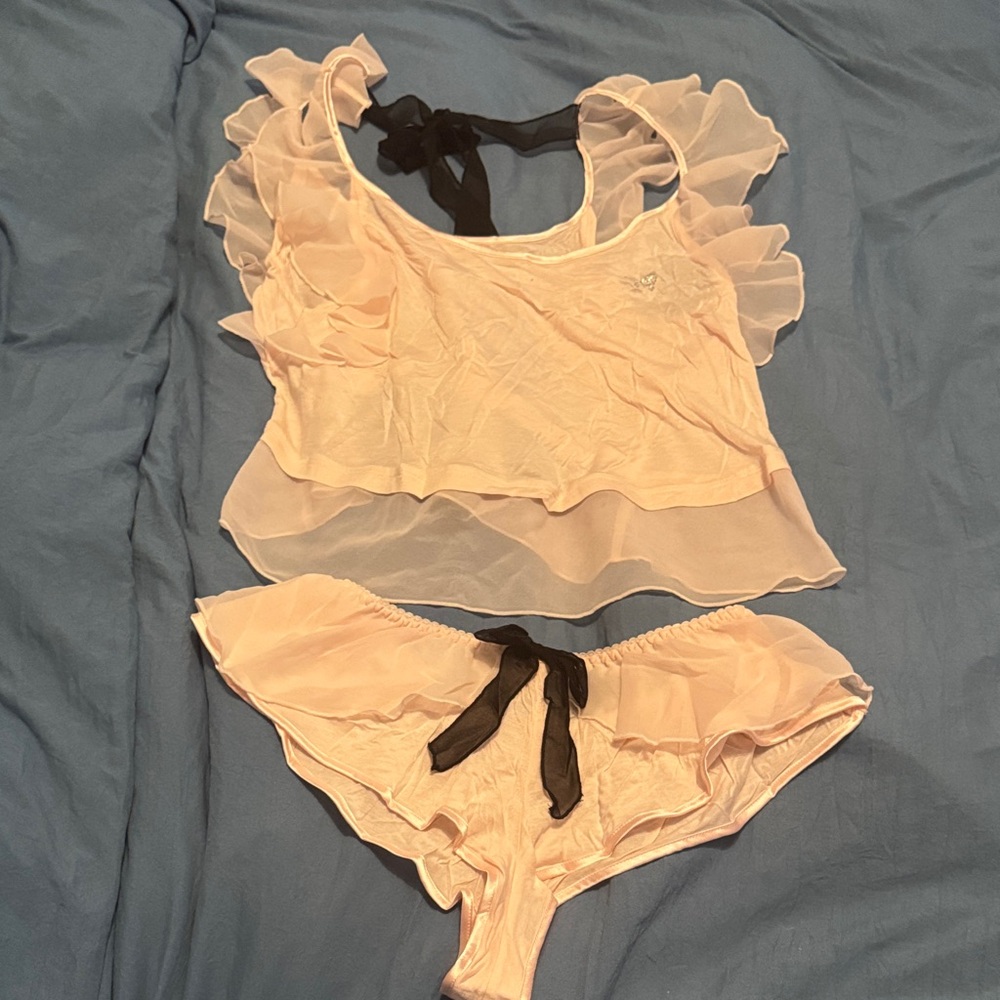 Victoria's Secret Pink Sheer Ruffle Set